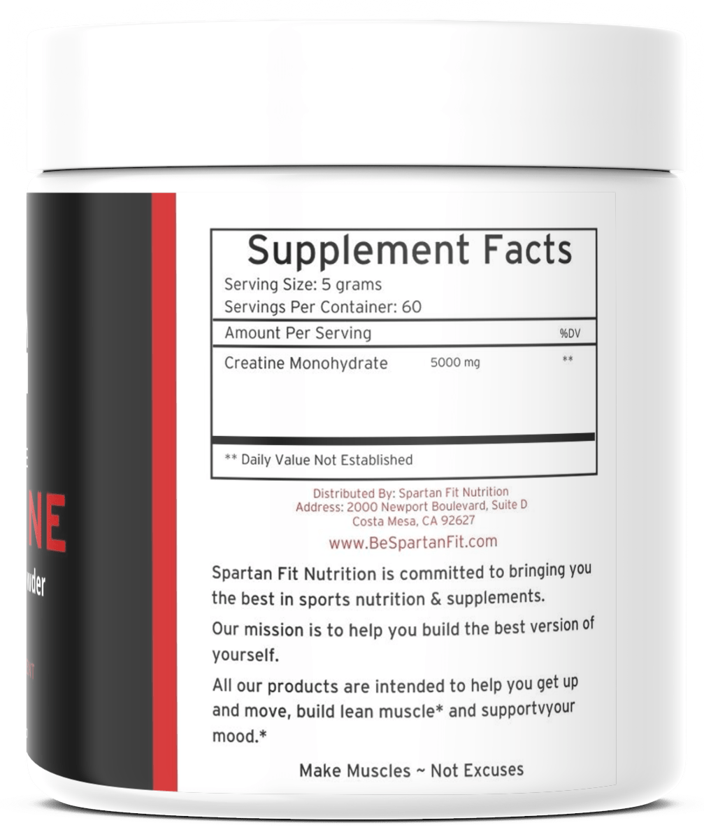 Spartan Fit Nutrition Sports Nutrition 300G (Unflavored) 100% Pure Creatine Monohydrate | Improve Energy | Increase Lean Muscle for movement muscle mood and motivation