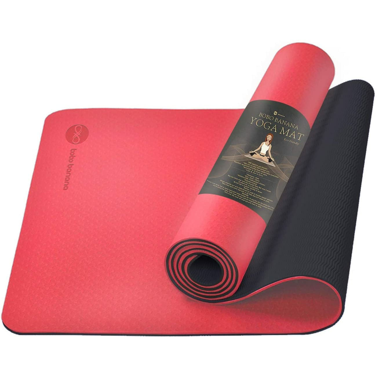 Amazing Bobo Banana Yoga Mat in red and black colors.