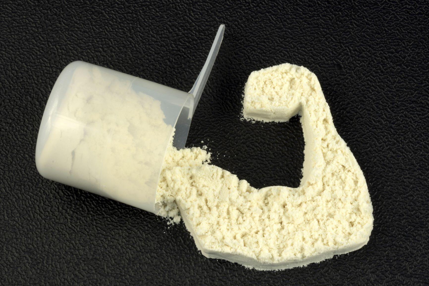Protein Powder in shape of a muscle with plastic scoop 