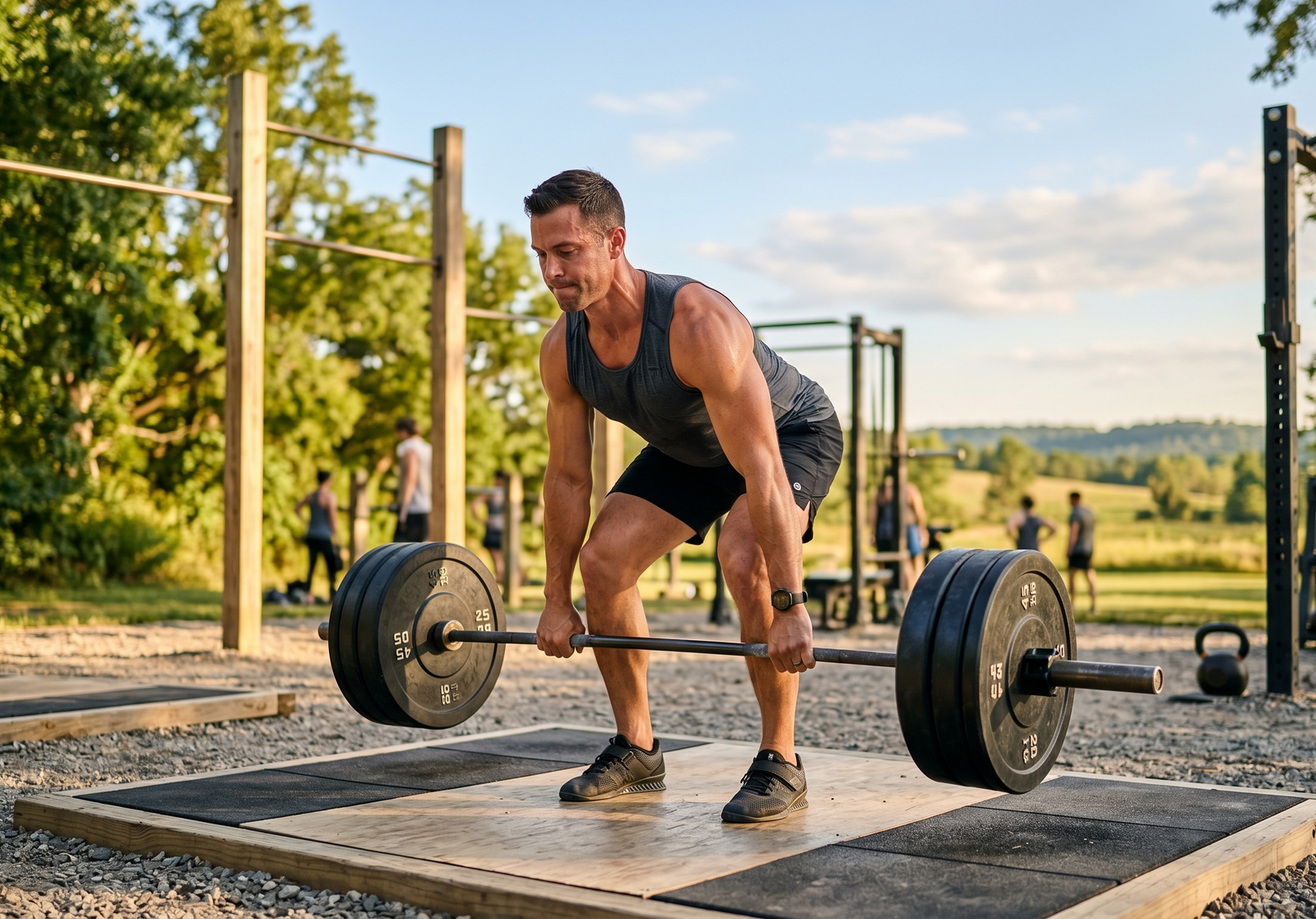 Man working out outdoors fueled by Creatine + Hydration Supplement