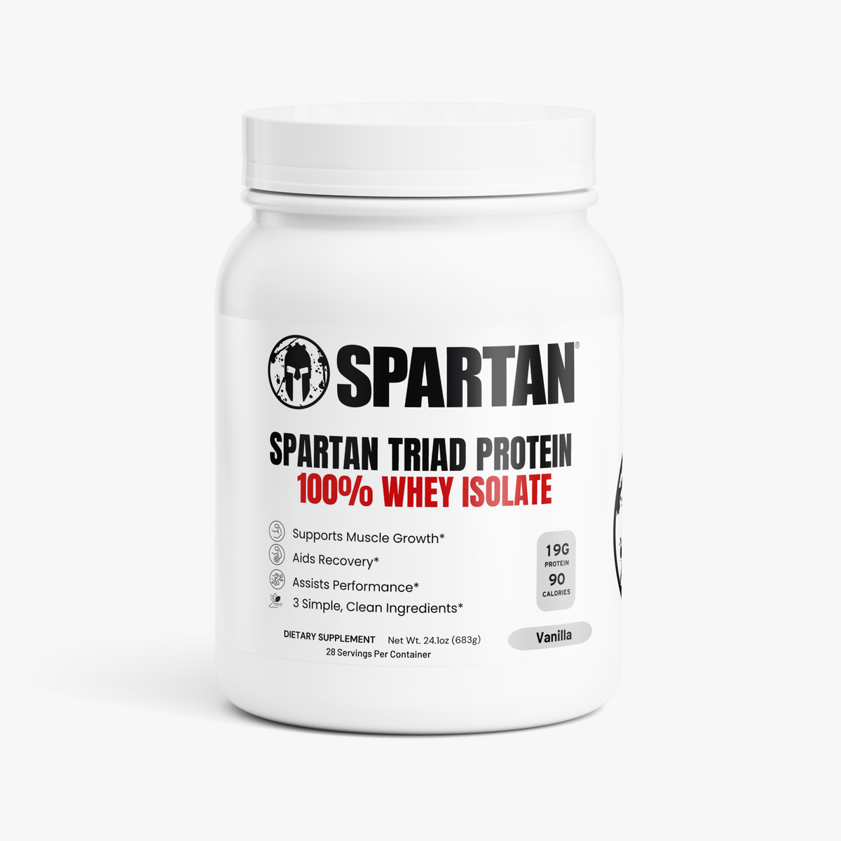 Spartan Triad - Pure 3 - 100% Whey Protein Isolate (Vanilla) - 3 Ingredients