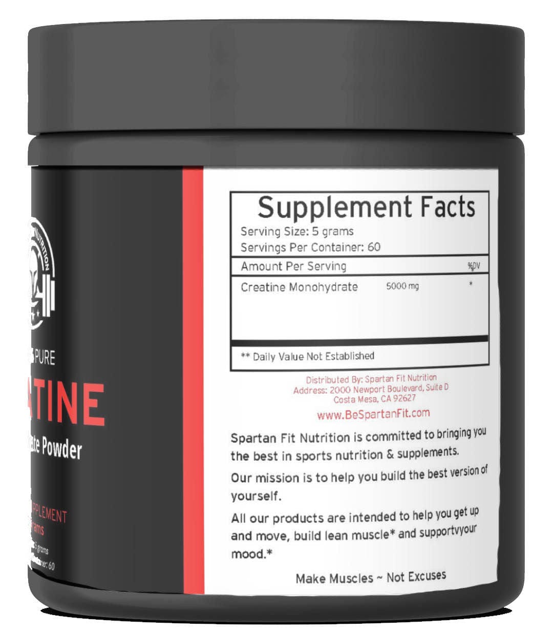 Spartan Fit Nutrition Sports Nutrition 300G (Unflavored) 100% Pure Creatine Monohydrate | Improve Energy | Increase Lean Muscle for movement muscle mood and motivation