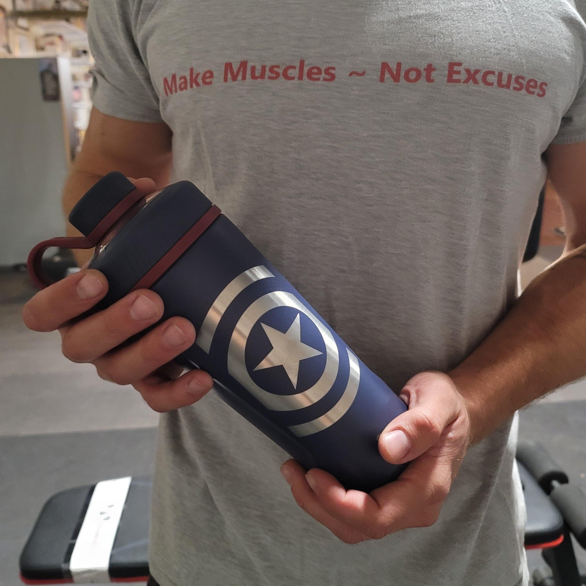 Blender Bottle Accessories Amazing Blender Bottle - Marvel (Captain America and Black Panther) - Officially Licensed Marvel Stainless Steel Shaker Cups for movement muscle mood and motivation