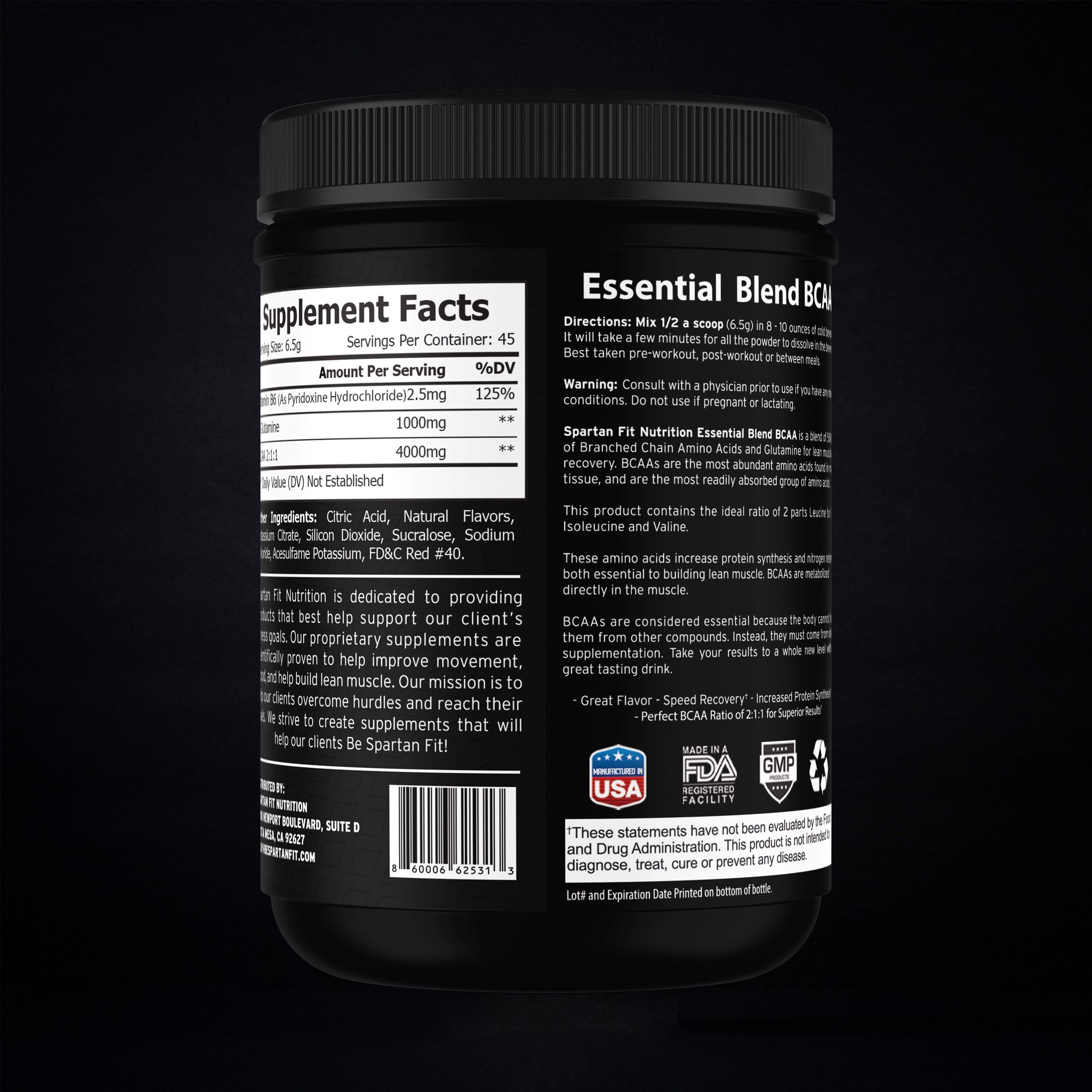 Spartan Fit Nutrition Supplement Essential BCAA's for movement muscle mood and motivation
