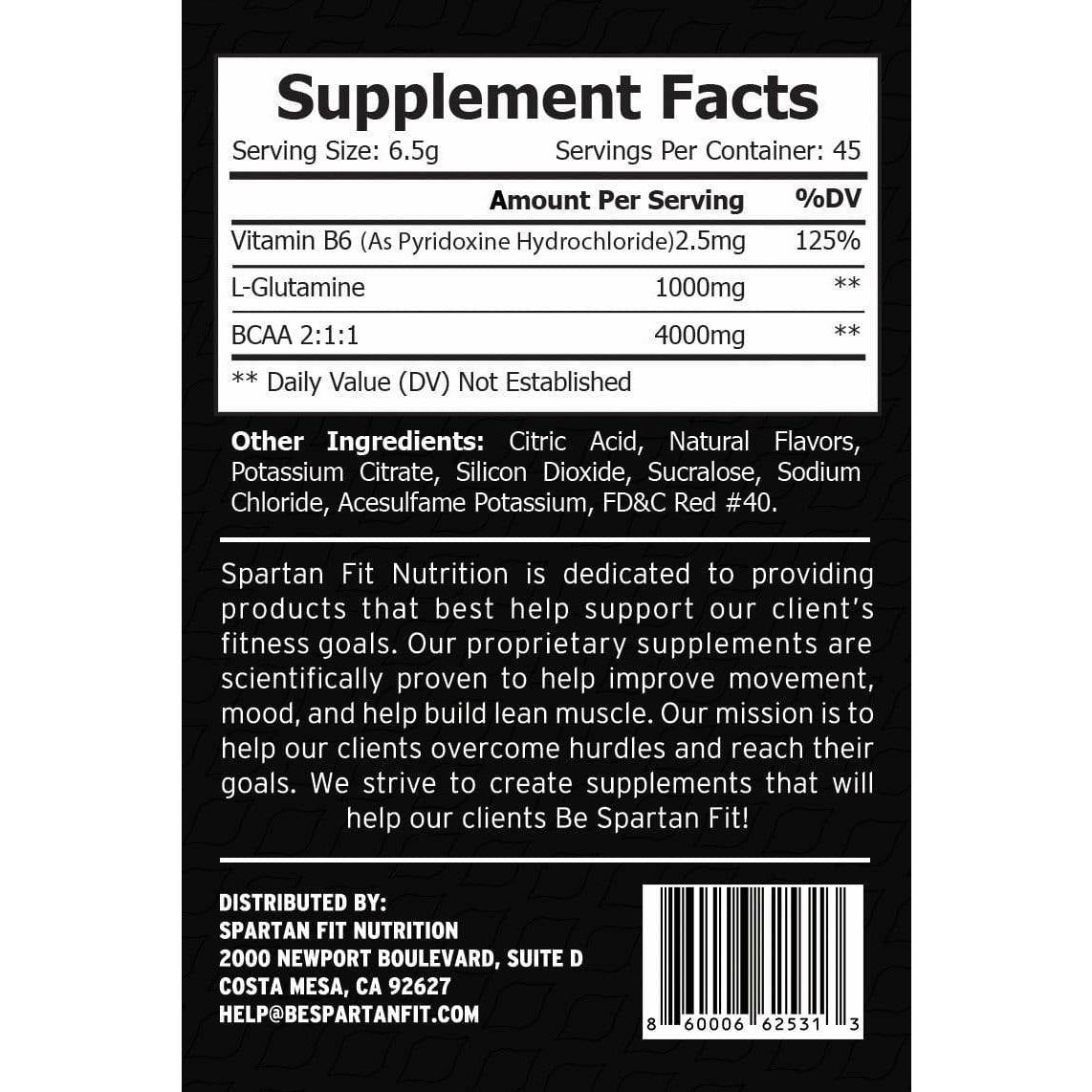 Spartan Fit Nutrition Supplement Essential BCAA's for movement muscle mood and motivation