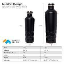 BeSpartanFit Accessories 17 oz / Midnight black Mindful Design Water Bottle for movement muscle mood and motivation